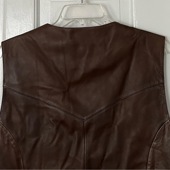 Saguaro by Roper Western Vest Men's Size L Leather Brown Snap Button Rodeo - Picture 8 of 16